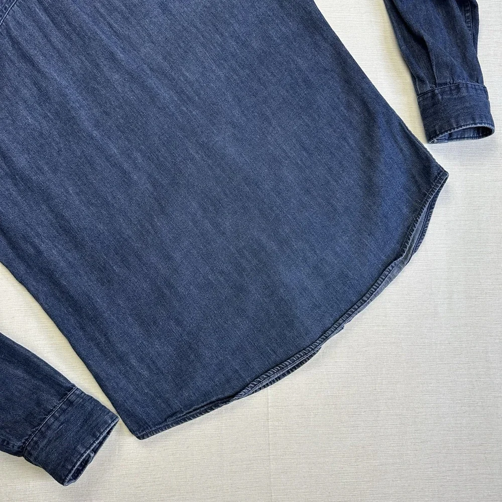 Levis Denim Shirt Modern Fit Sawtooth Pearl Snap Men M Dark Blue Western Rancher